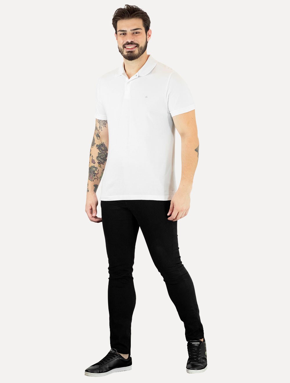 Polo Calvin Klein Masculina Piquet Slim Básica Sem Friso Branca