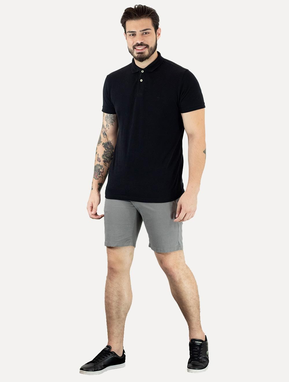 Bermuda Tommy Hilfiger Masculina de Sarja Stretch Cinza