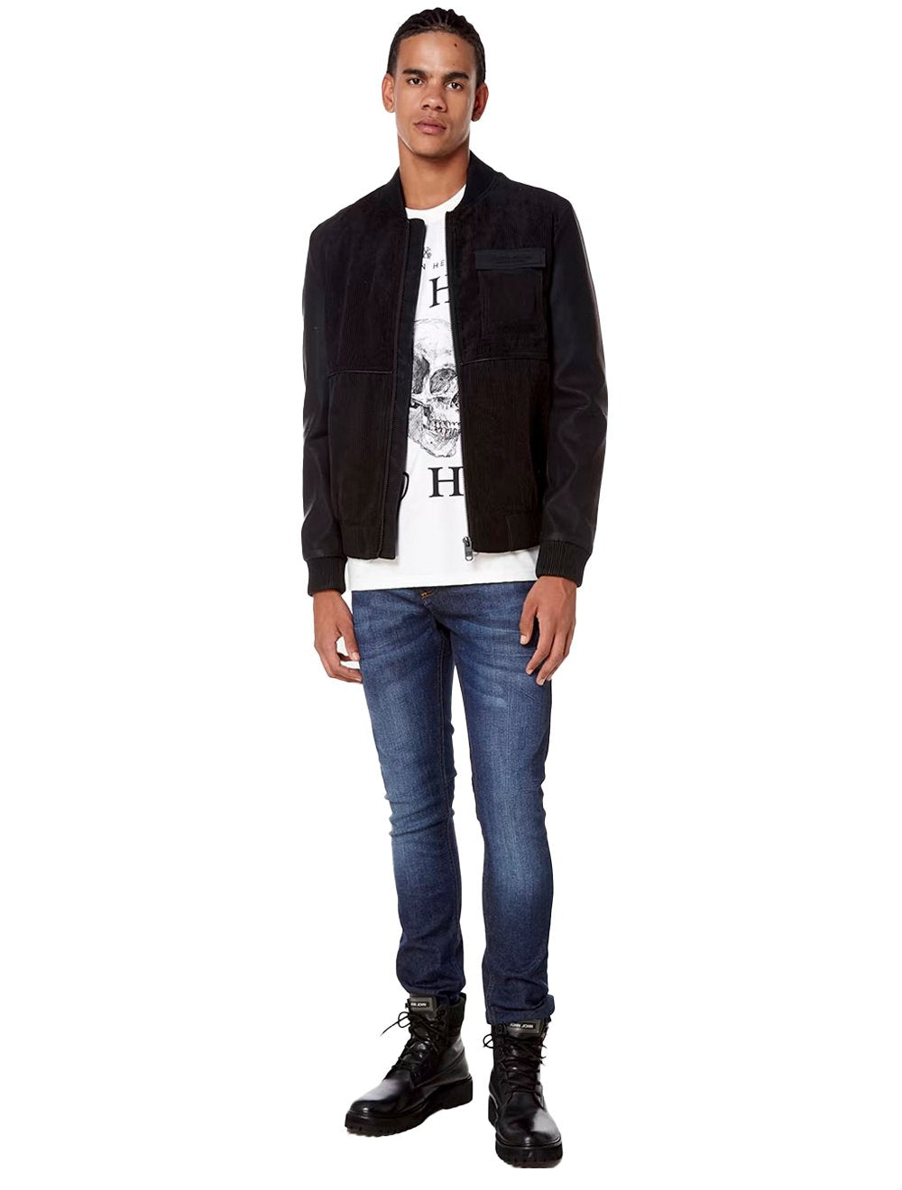 Jaqueta John John Masculina Couro Sintético Camurça Tom Preta