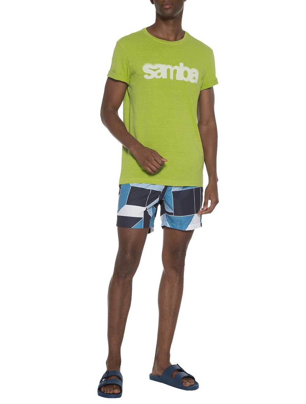 Camiseta Osklen Masculina Slim Stone Samba Spray Verde Lima
