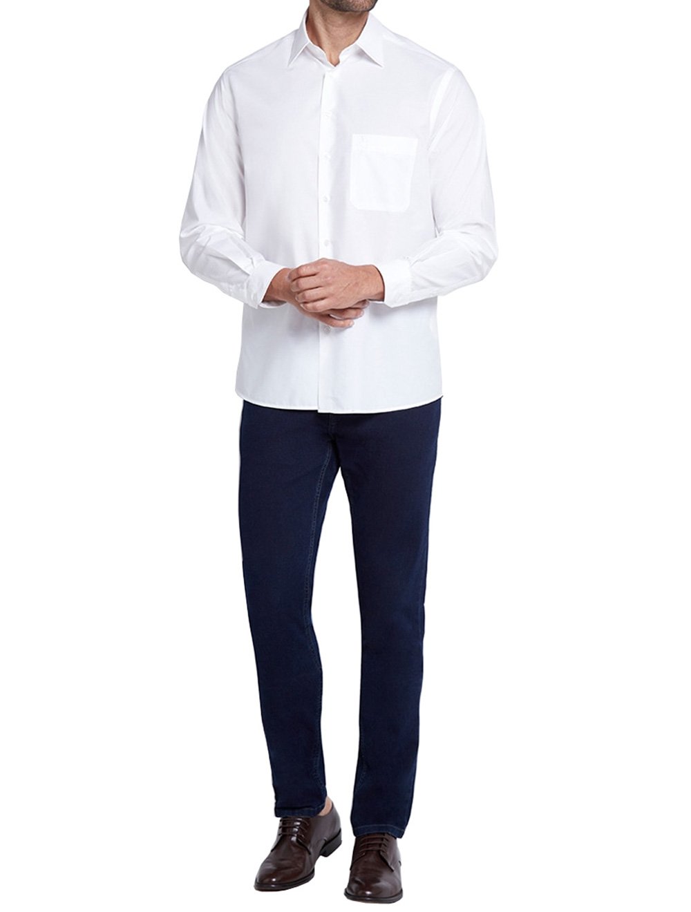 Camisa Dudalina Masculina Comfort Tricoline Lisa Branca