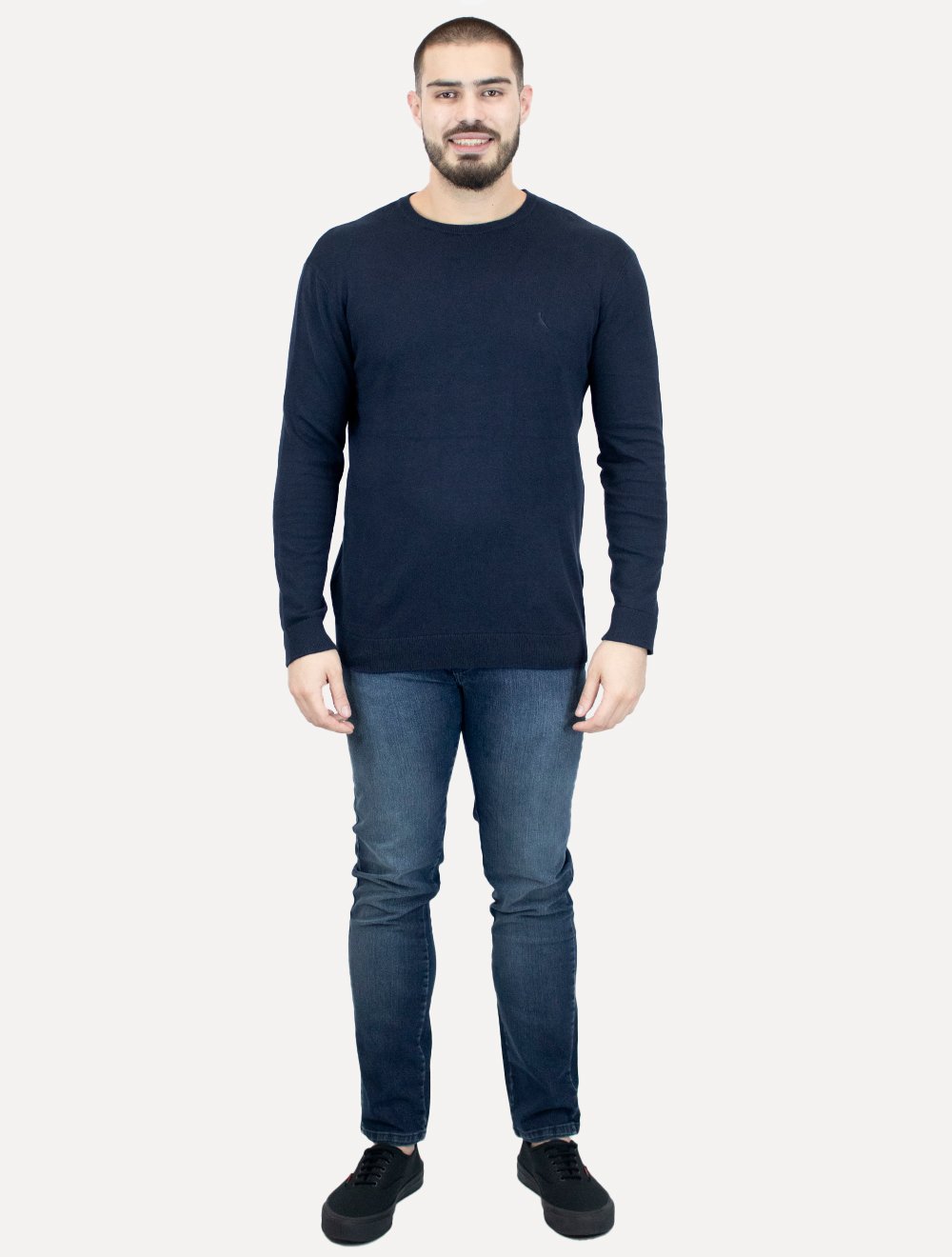 Suéter Reserva Masculino Tricot Basico Gola Careca Marinho