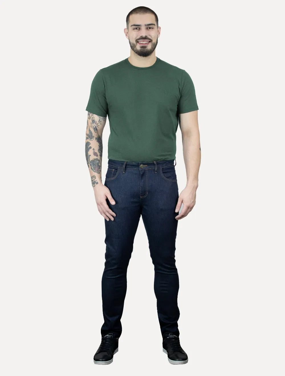 Camiseta Dudalina Masculina Melange Color Verde Escuro Mescla