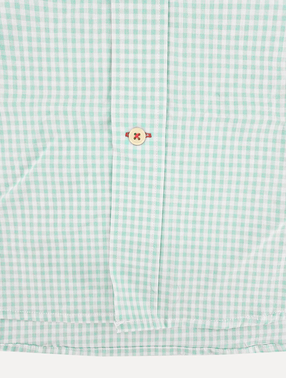 Camisa Tommy Hilfiger Masculina Manga Curta Xadrez Gingham Branca/Verde Claro
