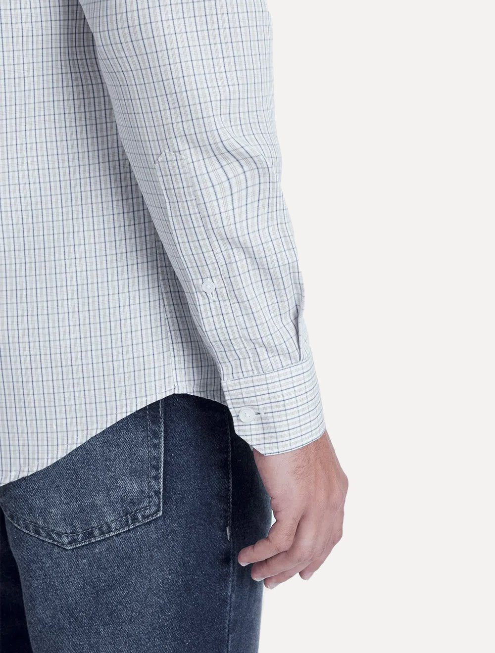 Camisa Aramis Masculina Regular Tricoline Micro Xadrez Azul Branca
