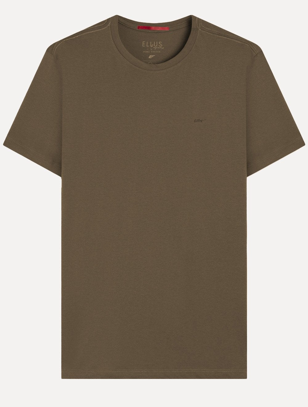 Camiseta Ellus Masculina Cotton Pima Originals Logo Marrom Claro