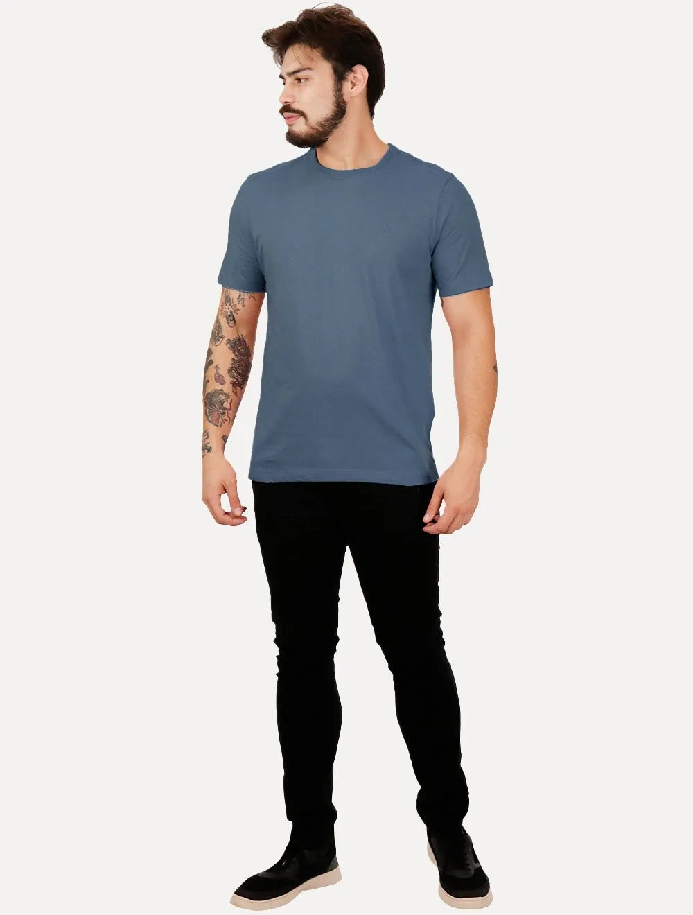 Camiseta Individual Comfort Pima Soft Touch Logo Azul Escuro