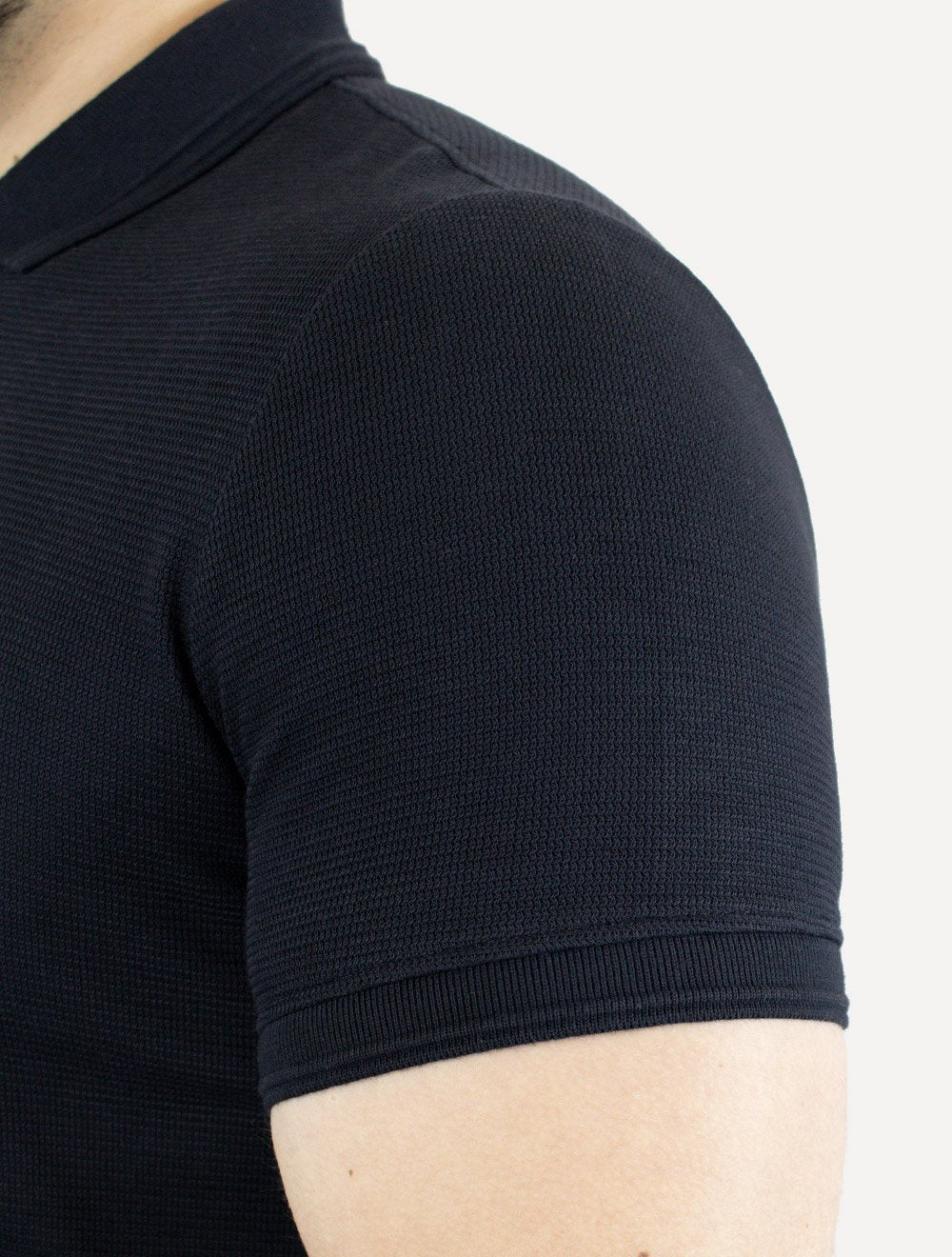 Polo Tommy Hilfiger Masculina Mercerised Jacquard Azul Marinho