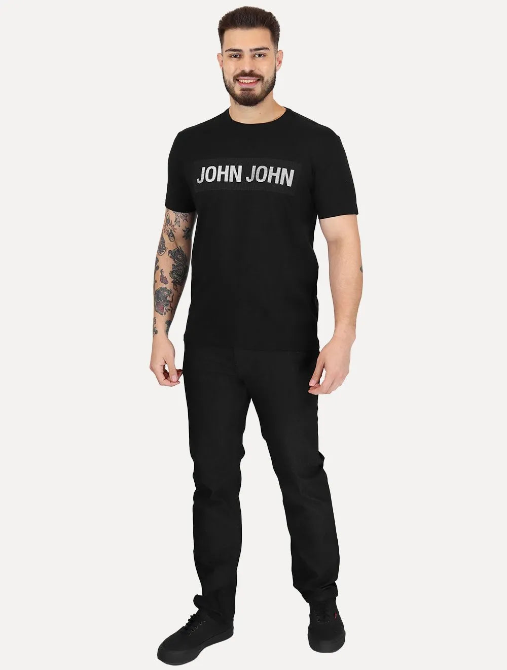 Camiseta John John Masculina Regular Micropoints Preta
