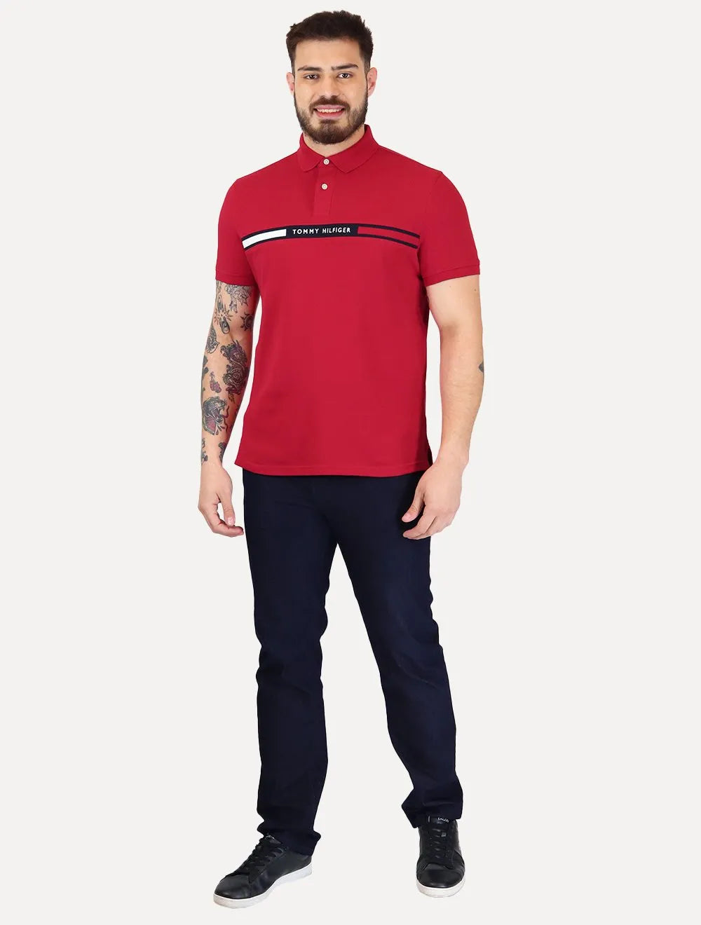 Polo Tommy Hilfiger Masculina Regular Chest Insert Logo Vermelha
