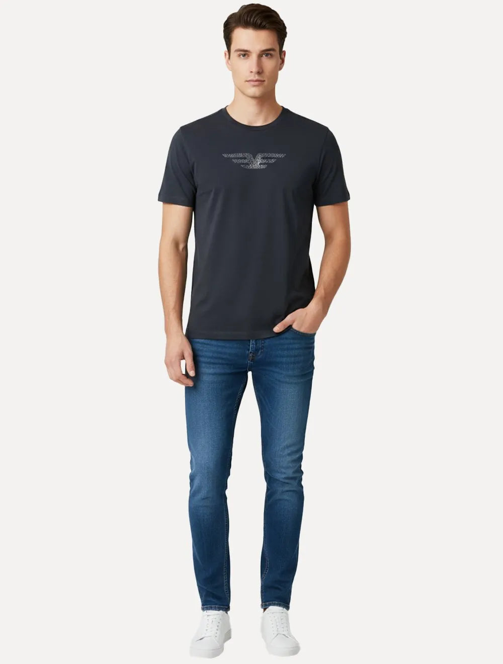 Camiseta Ellus Masculina Cotton Fine Easa Ray Classic Azul Marinho