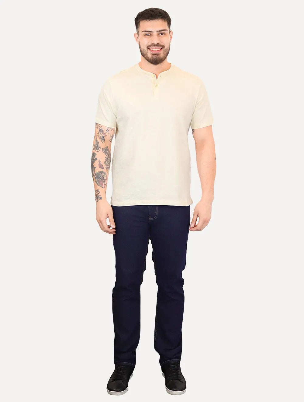 Camiseta Aramis Masculina Regular Gola Portuguesa Tricot Off White