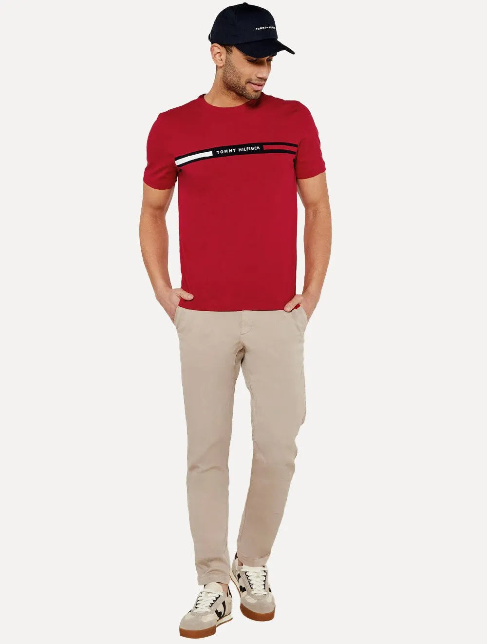 Camiseta Tommy Hilfiger Masculina Chest Insert Logo Vermelha