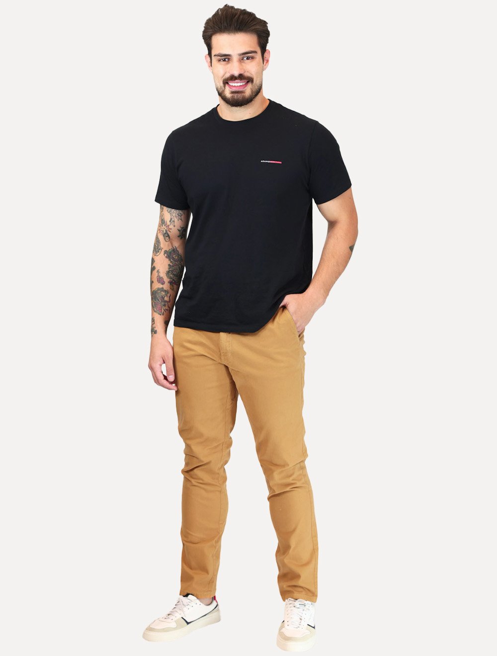 Calça Dudalina Masculina Sarja Slim Faca Color Caramelo
