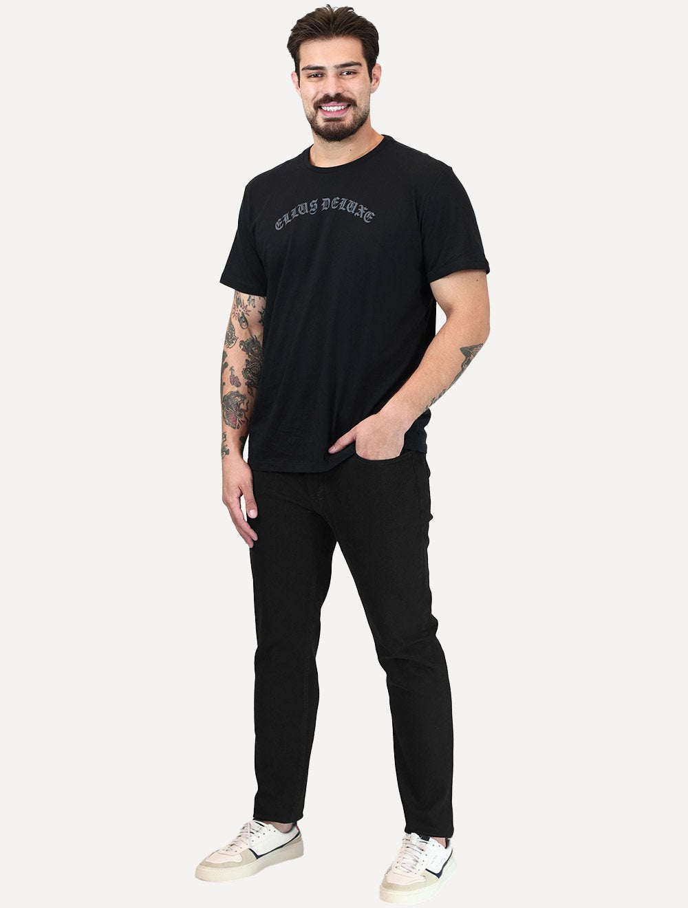 Calça Calvin Klein Jeans Masculina Skinny Five Pockets Tag Preta