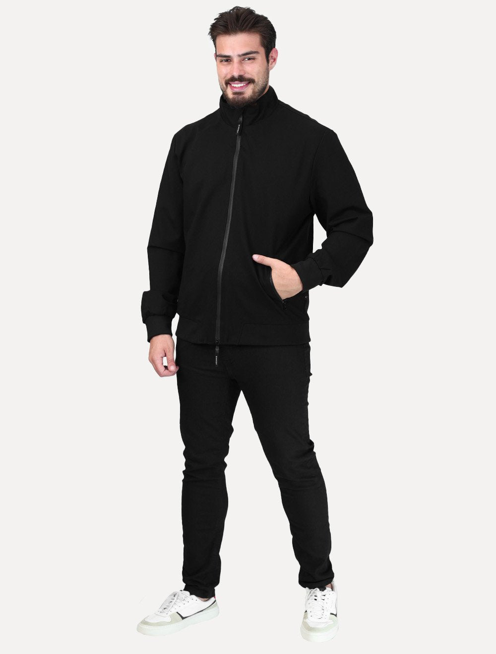 Jaqueta Aramis Masculina Malha Bomber Preta