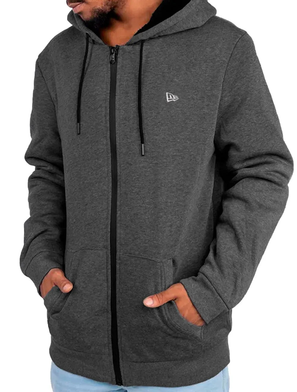 Moletom New Era Essentials Full-Zip Hoodie Branded Cinza