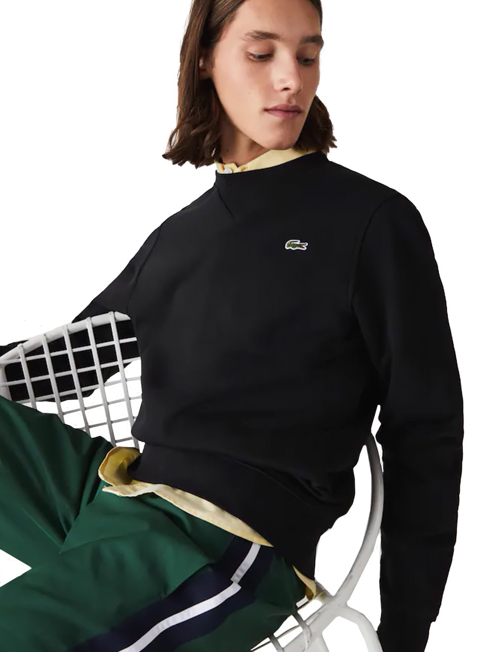 Moletom Lacoste Masculino Sport Crewneck Fleece Preto