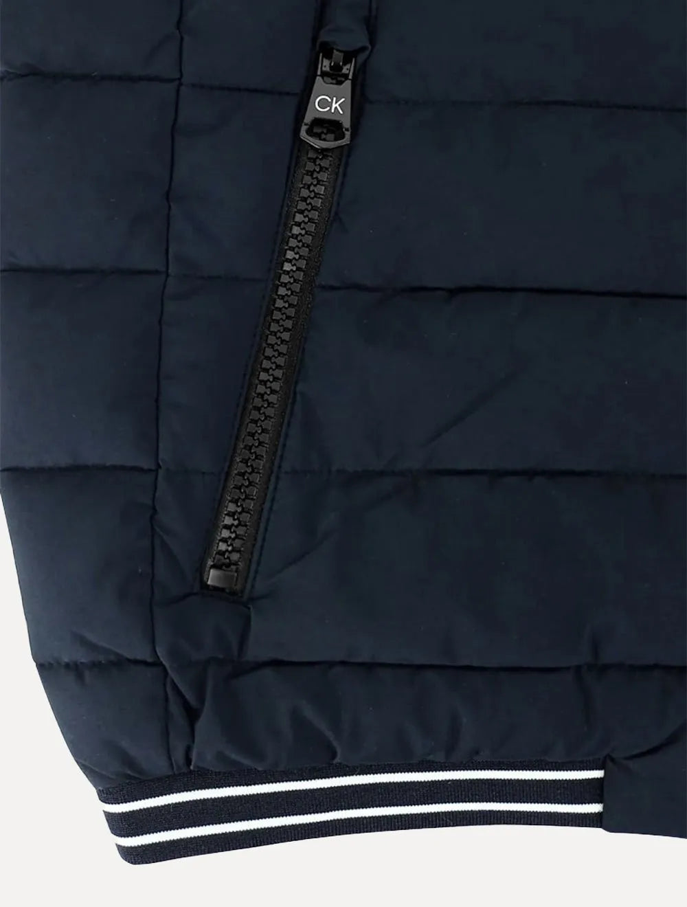 Jaqueta Calvin Klein Masculina Hoodie Matelassê Stripes Azul Marinho