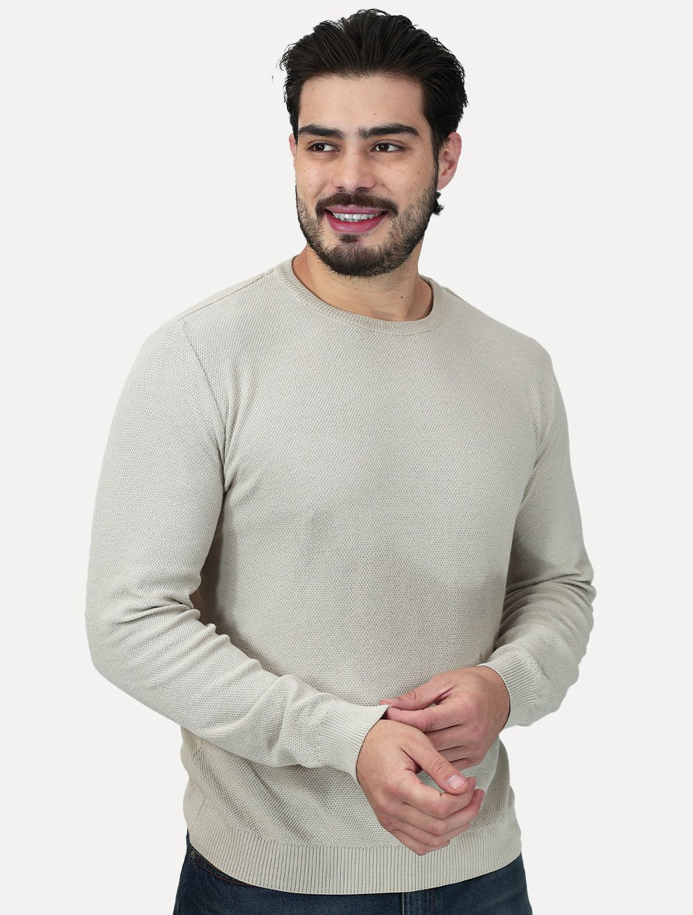 Suéter Calvin Klein Jeans Masculino Crewneck Tricot Patch Reissue Logo Off White