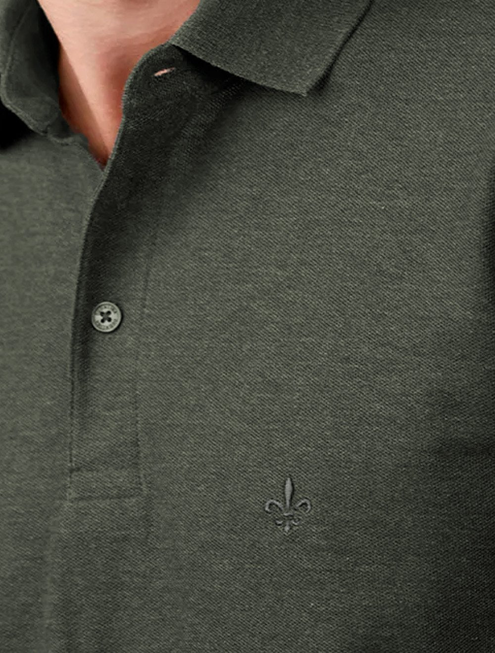 Polo Dudalina Masculina Piquet Basica Logo Bordado Verde Militar Mescla