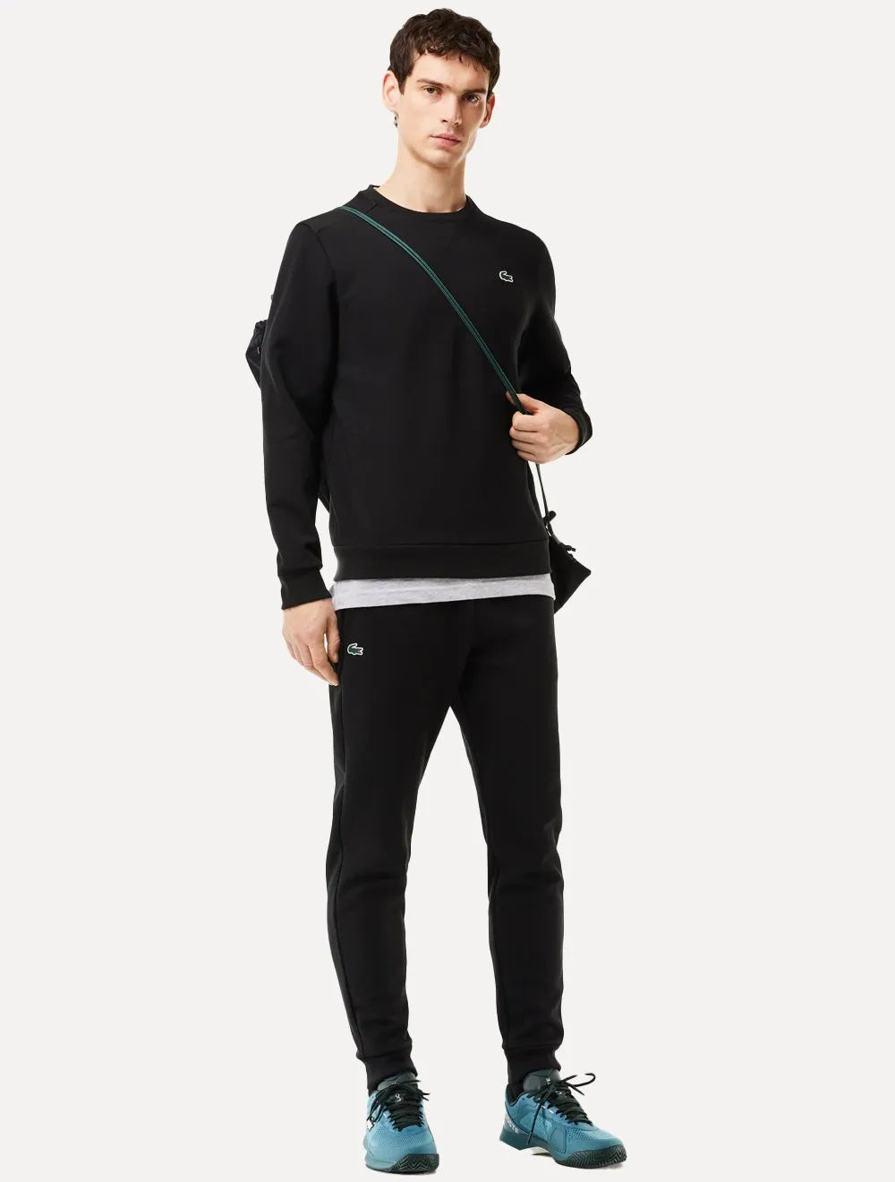 Moletom Lacoste Masculino Crewneck Sport Mesh Panels Preto
