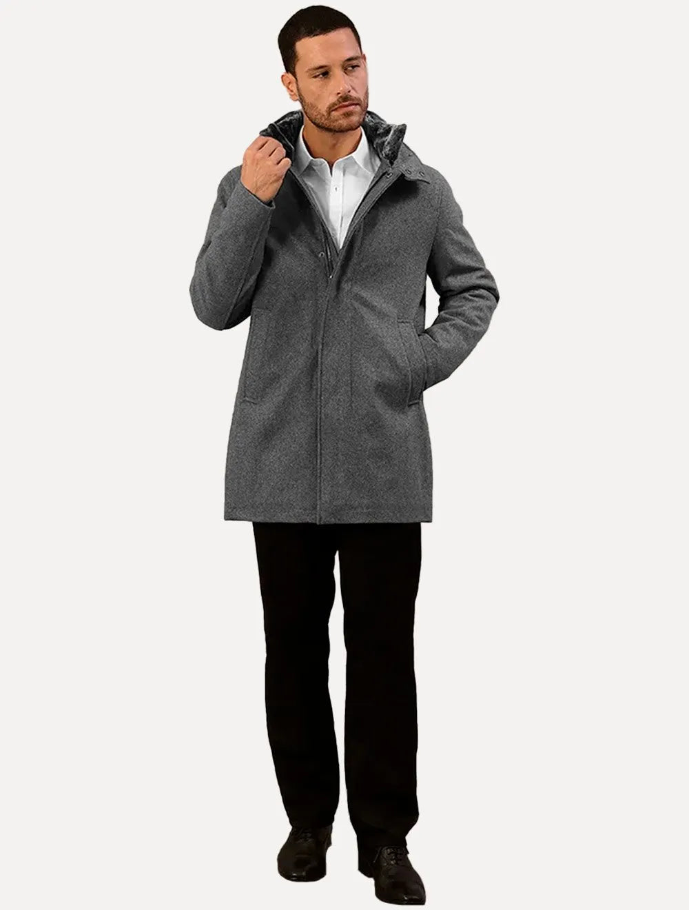 Casaco Calvin Klein Jeans Masculina Lã Alongado Cinza Mescla