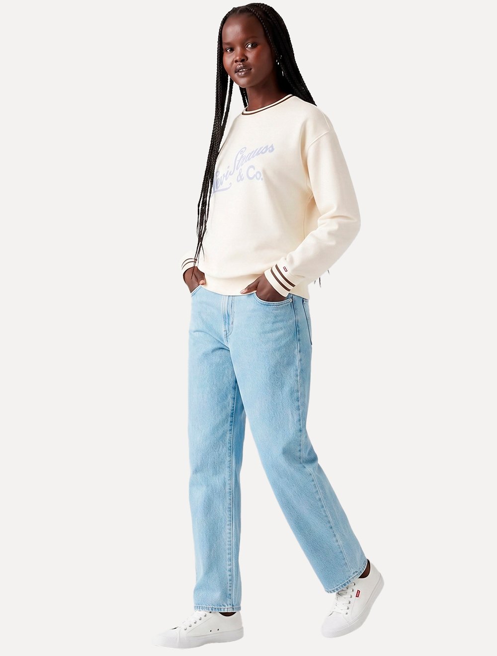 Moletom Levis Feminino Crewneck Relaxed Fit Signature Branco
