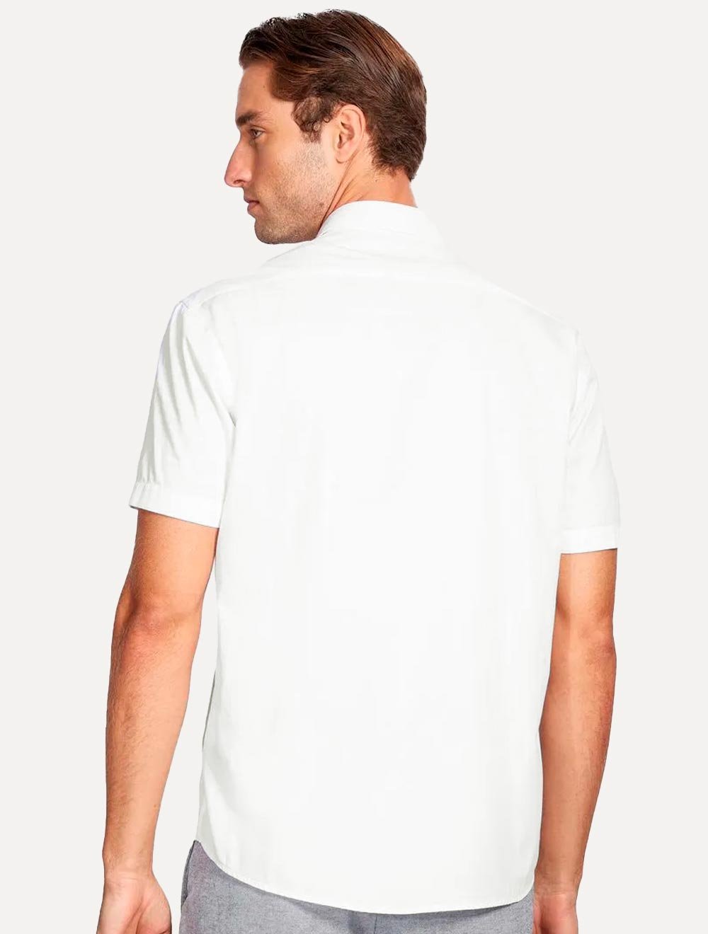 Camisa Aramis Masculina Manga Curta Tricoline Stretch Pocket Mono Branca