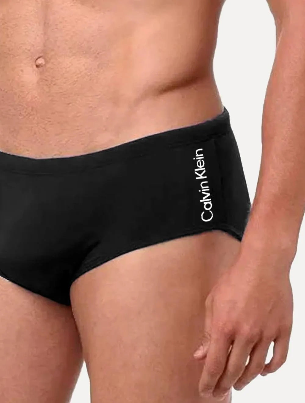 Sunga Calvin Klein Swimwear Vertical Light Logo Preta