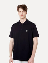 Polo John John Masculina Logo Transfer Preta