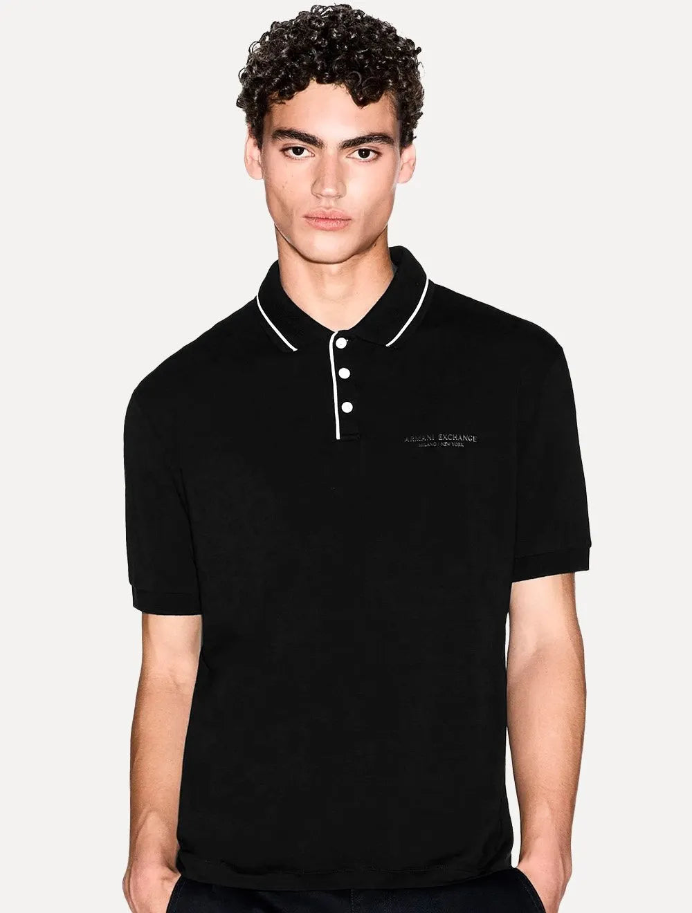 Polo Armani Exchange Masculina Regular Fit Jersey Preta
