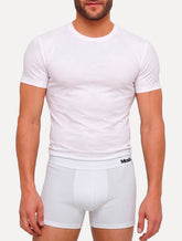 Cueca Mash Masculina Boxer Microfibra Risca de Giz Branca