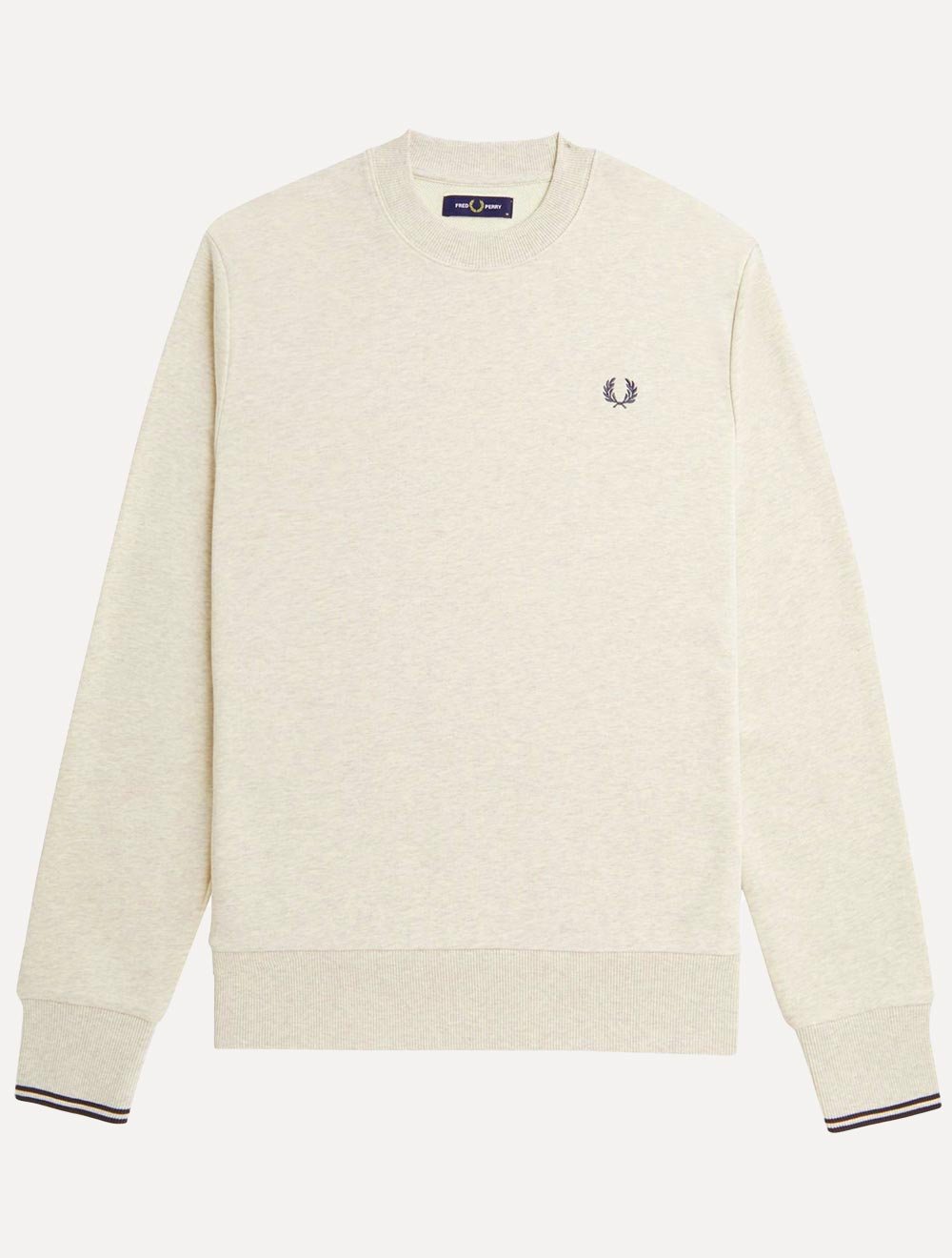 Moletom Fred Perry Masculino Crewneck Laurel Off-White Mescla