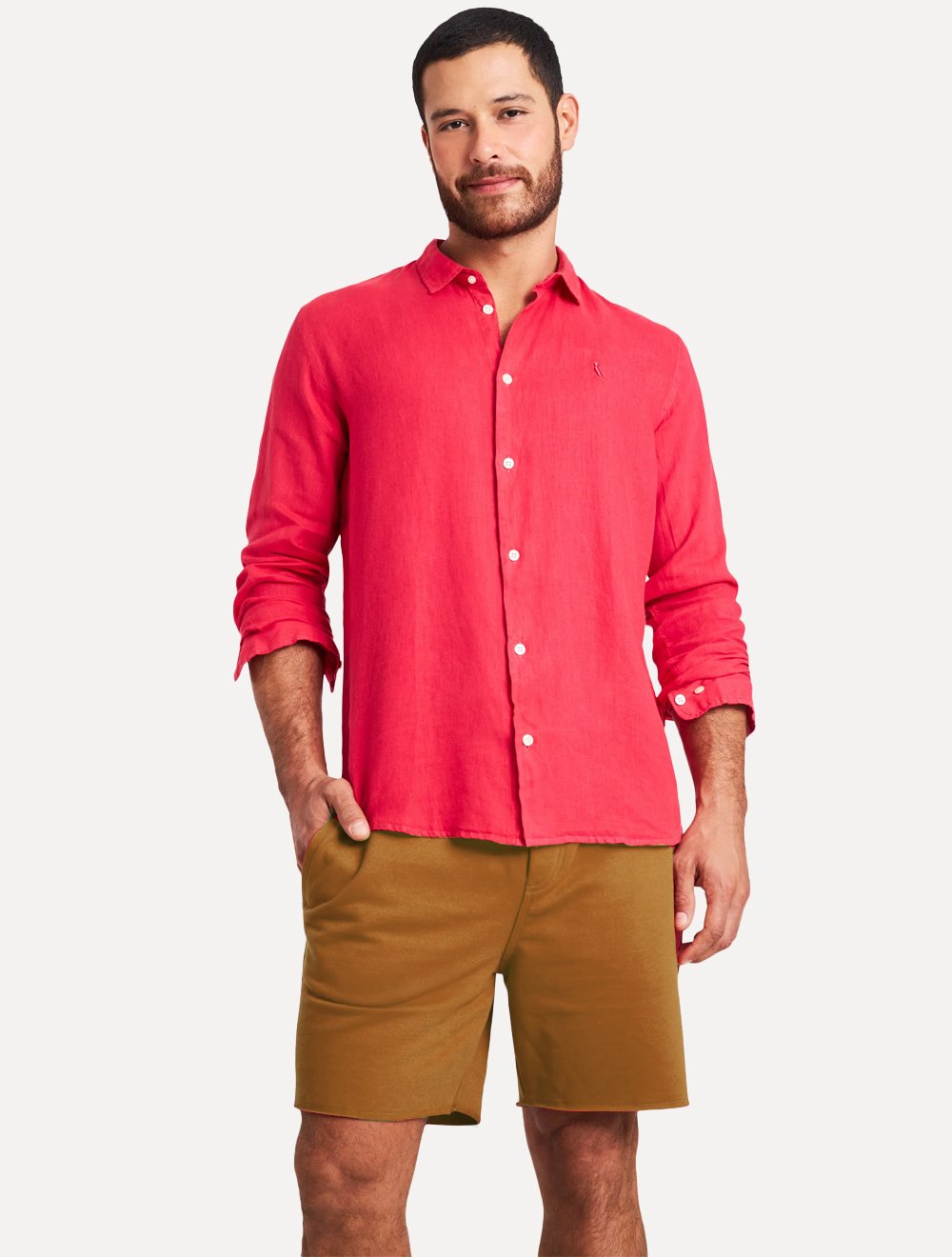 Bermuda Reserva Masculina Moletom Basica New Cáqui Escuro