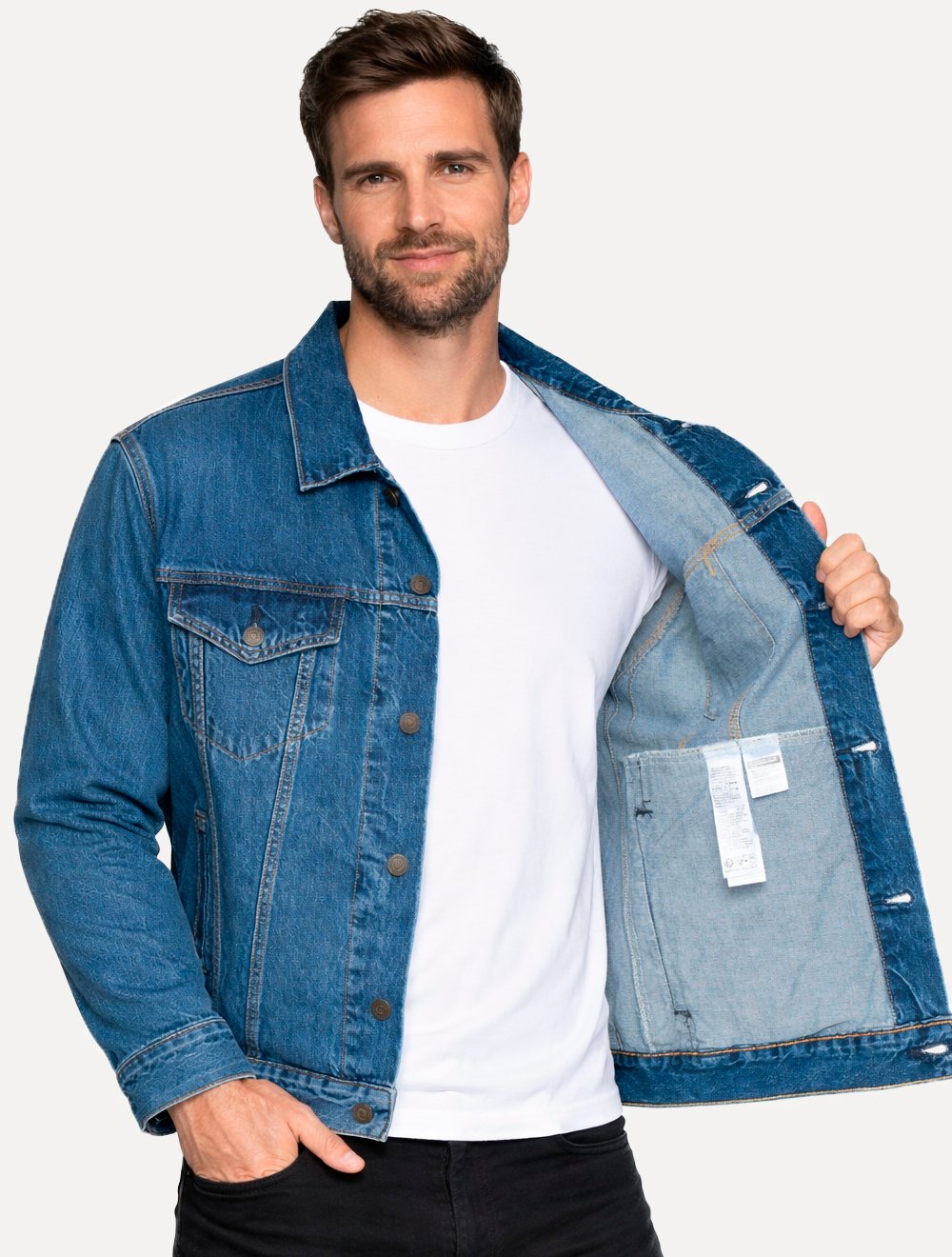 Jaqueta Levis Jeans Masculina Trucker Relaxed Azul Médio
