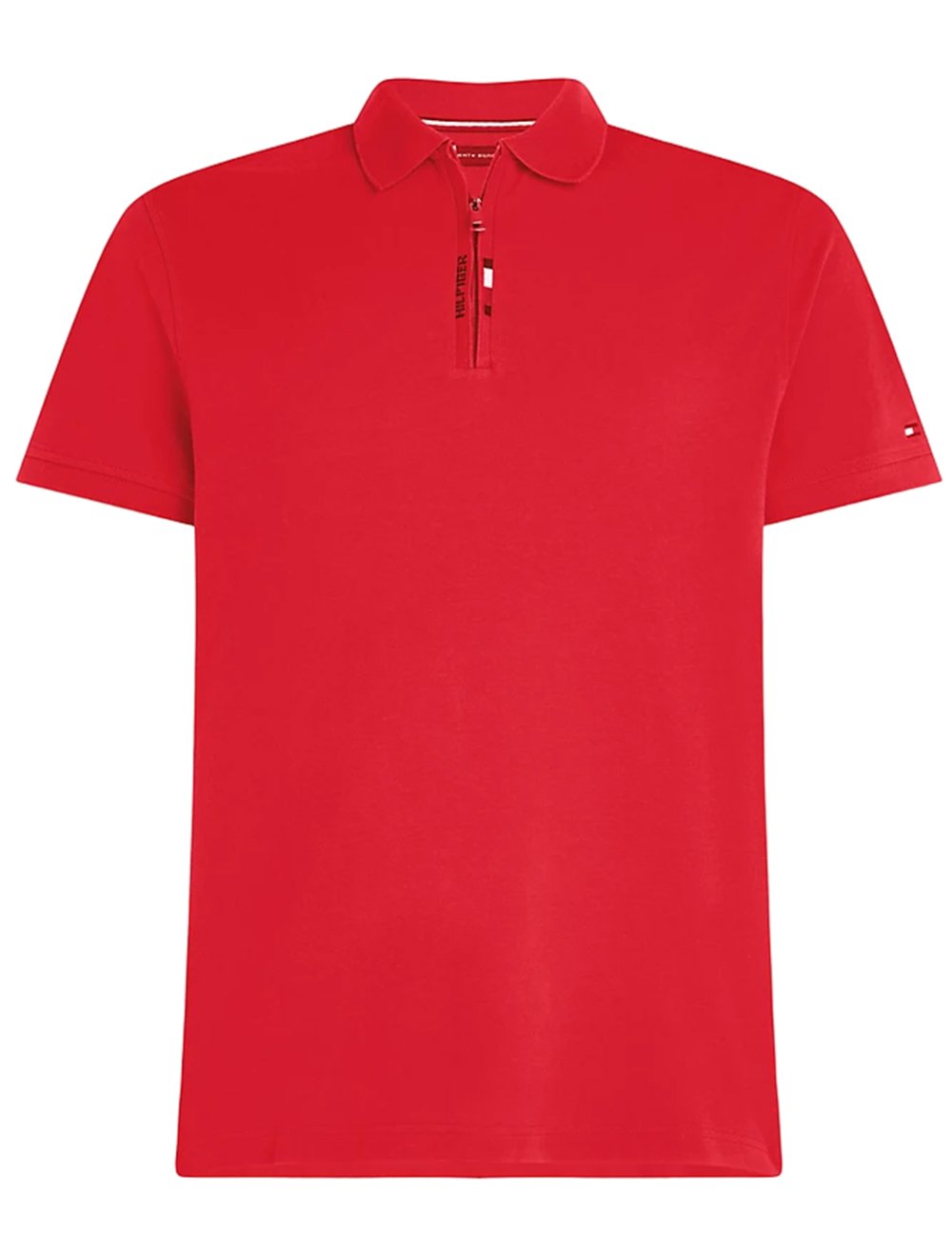 Polo Tommy Hilfiger Masculina Regular Global Stripe Half Zip Vermelha