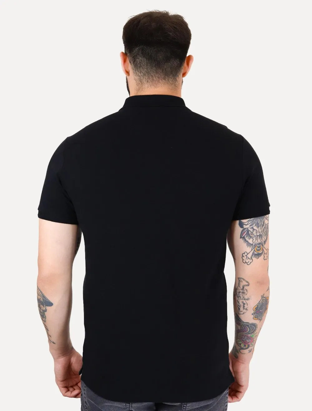 Polo Calvin Klein Masculina Piquet Slim Center Rubber Premium Preta