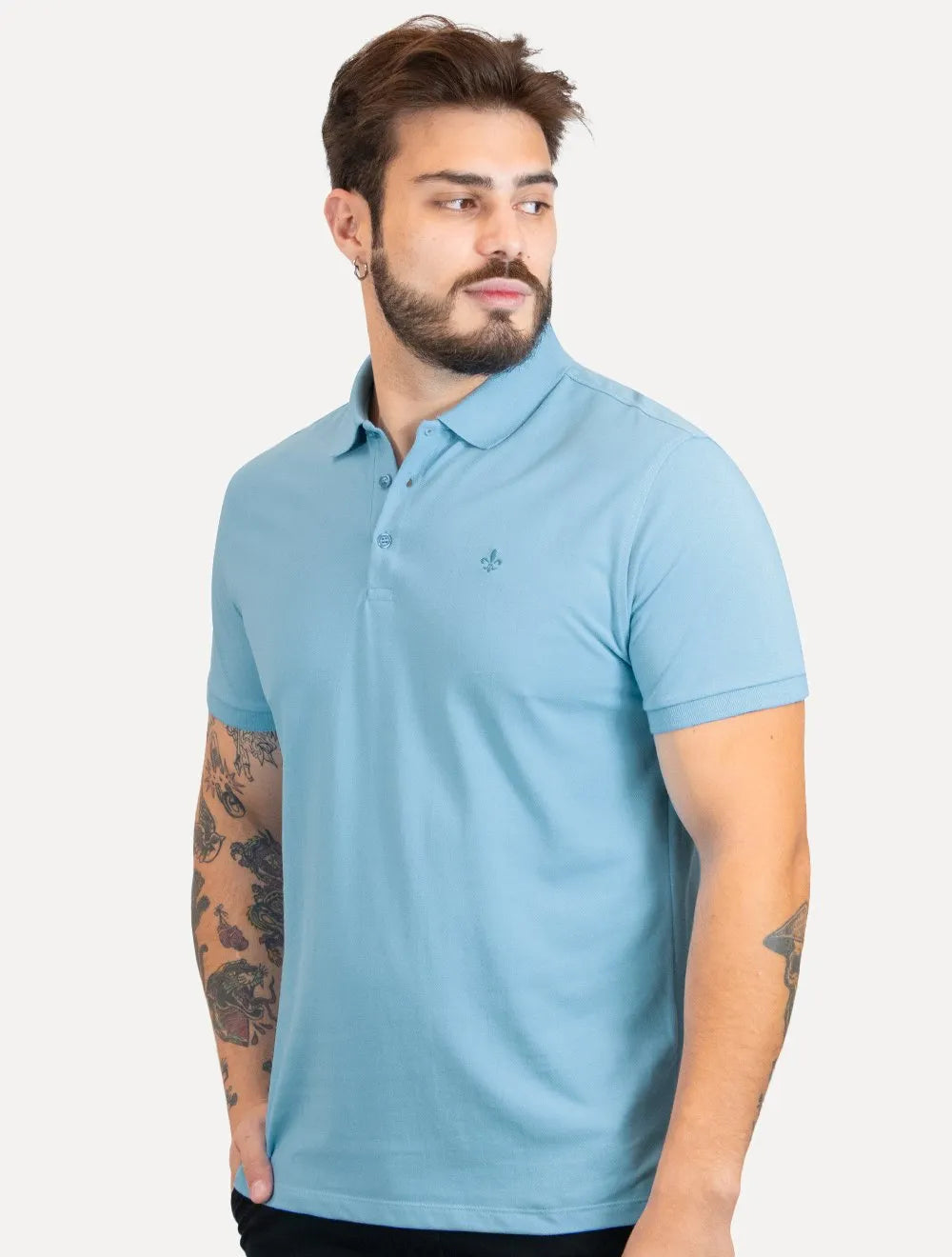 Polo Dudalina Piquet Essentials Cotton Basica Modal Azul Claro