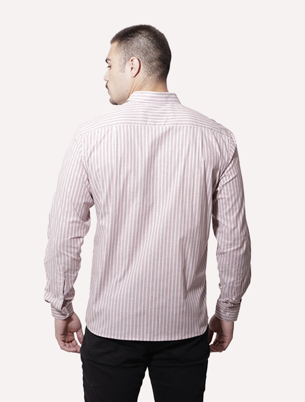 Camisa Ellus Masculina Tricoline Siena Slim Italian Classic Listrada Rosé