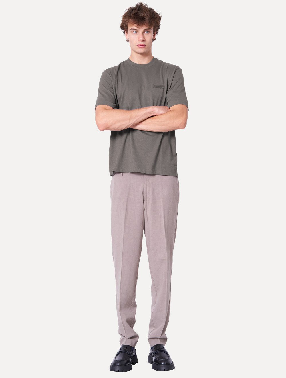 Camiseta Armani Exchange Masculina Regular Rubber Logo Cinza Escuro
