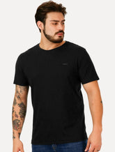 Camiseta Colcci Masculina Slim Malha Canelada Preta