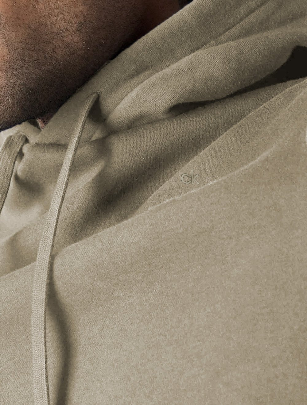 Casaco Calvin Klein Jeans Masculino Hoody Cotton CK Bordado Cáqui Médio