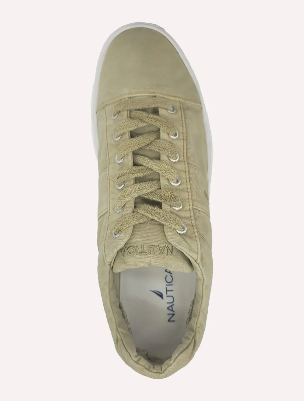 Tênis Nautica Masculino Texitil Recorte Logo Fanton Caqui Claro