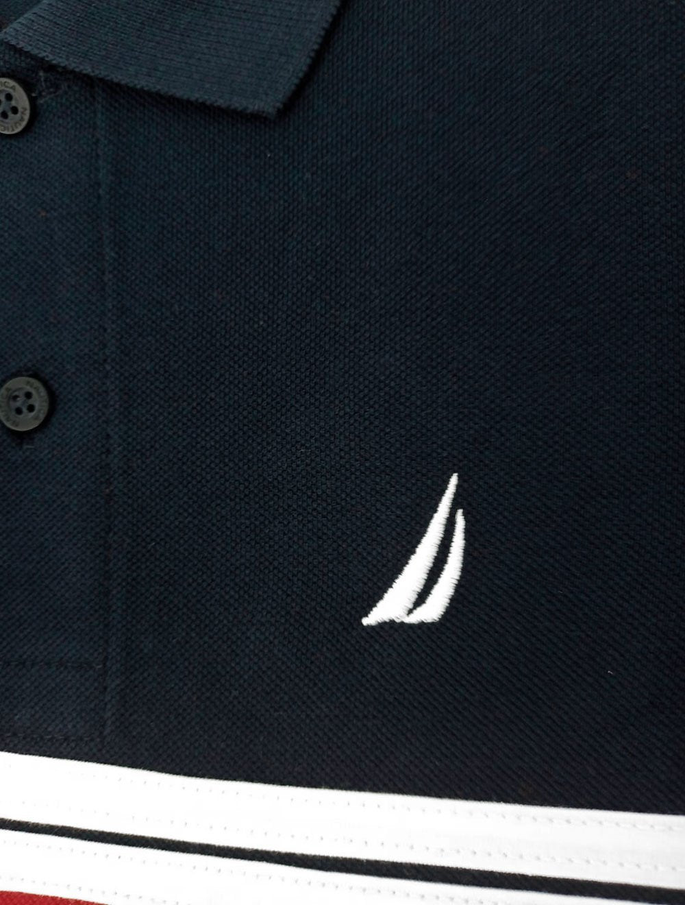 Polo Nautica Piquet Duo Sash Sail Logo Sail Marinho/Vermelha