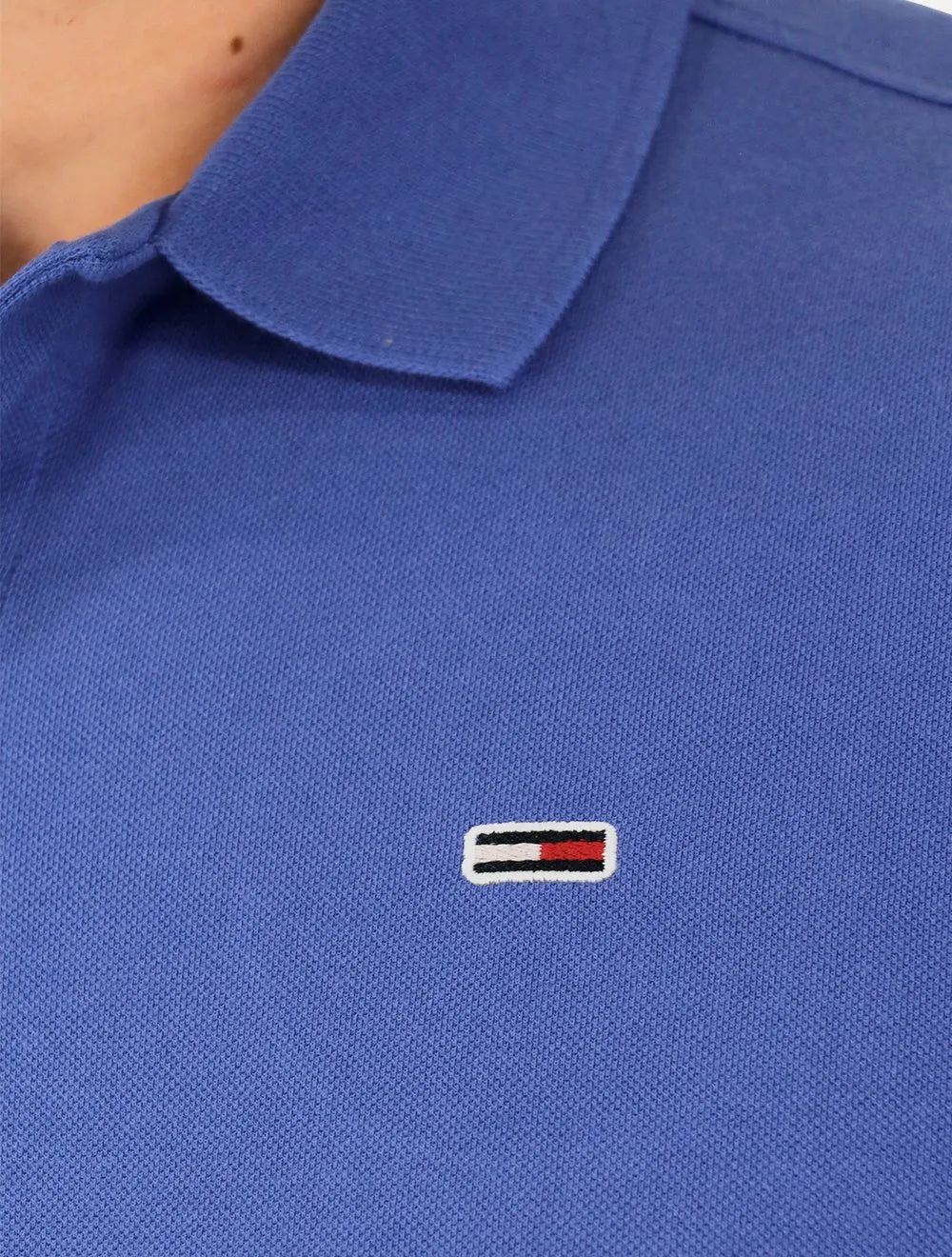 Polo Tommy Jeans Masculina Piquet Regular Placket Azul Royal