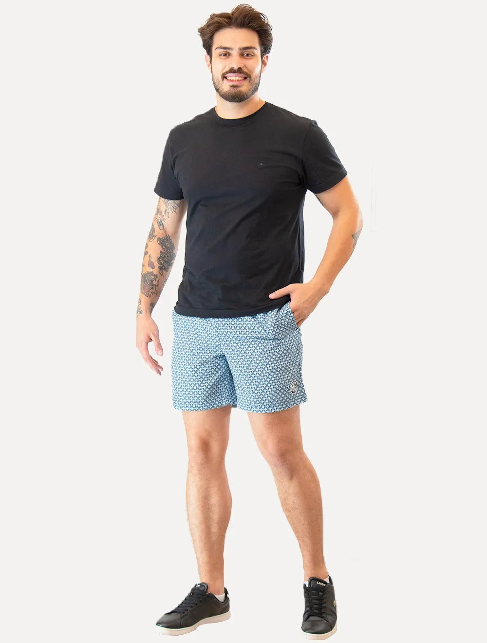 Short Original Penguin Masculino D'Água Ethnic Print Azul
