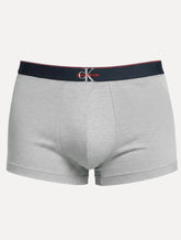 Cueca Calvin Klein Low Rise Trunk Cotton New Re Issue Red Logo Cinza Mescla