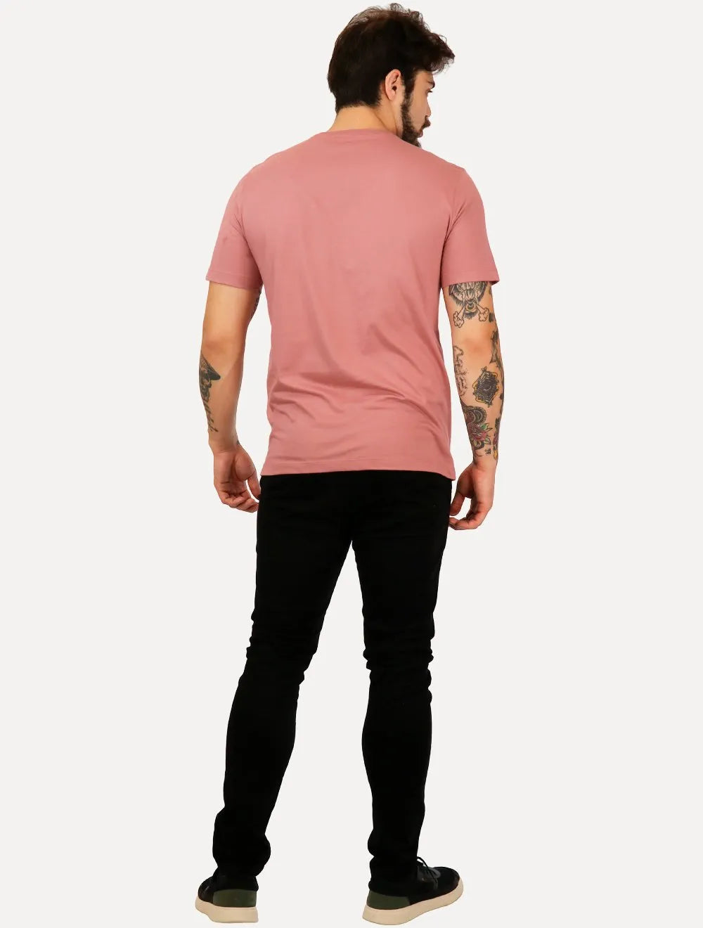 Camiseta Individual Masculina Slim Logo Rosa Médio