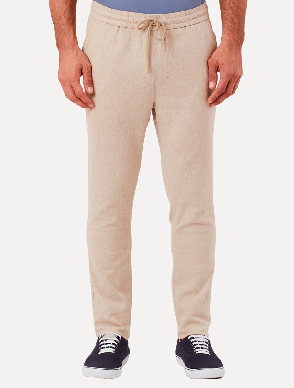 Calça Original Penguin Masculina Relax Sport Linho Lisa Areia Mescla